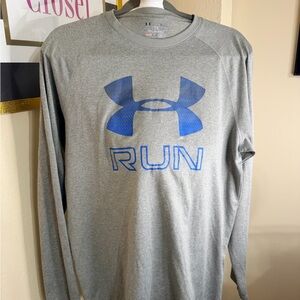 Under Armour Men's Gray Long Sleeve with Blue Logo